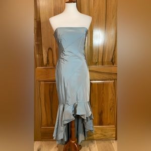 NWT Laundry by Shelli Segal - Pearlescent Ice-Blue Strapless Hi-Lo formal gown 8